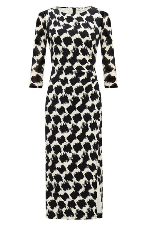 DVF Linea Brushstroke Houndstooth Dress in Brush Tooth 