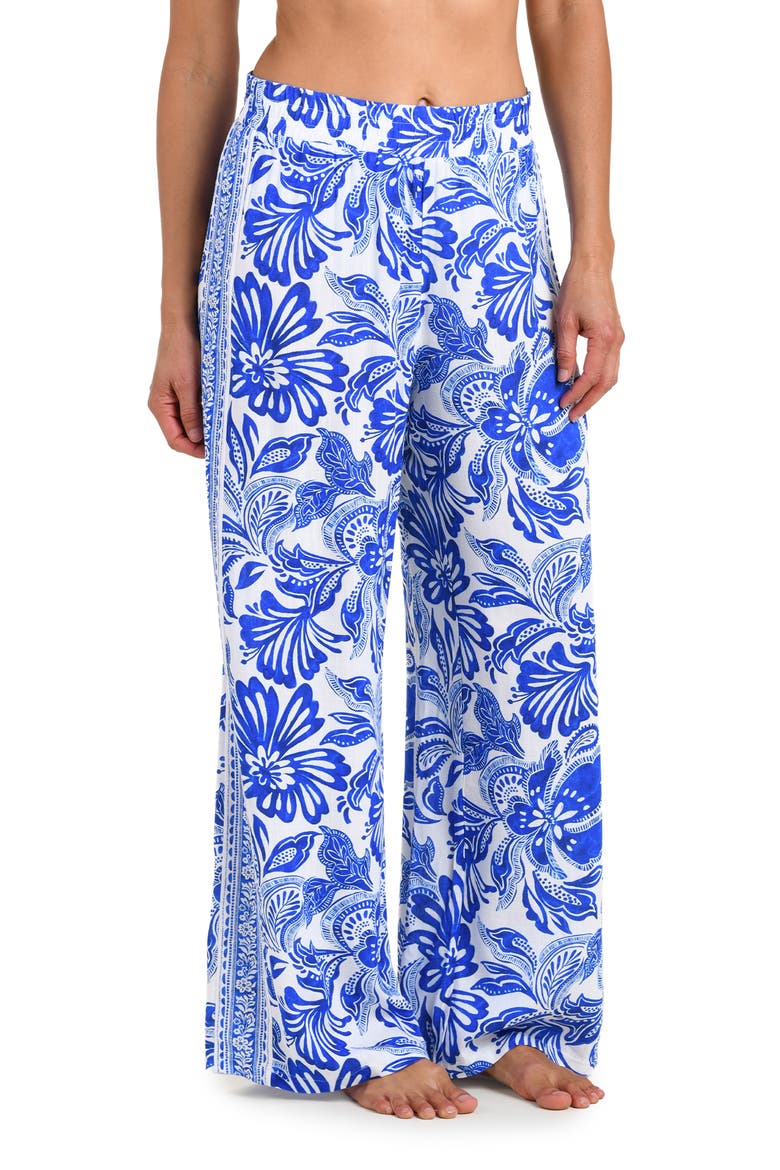 Botanical Brocade Wide Leg Cover-Up Pants, Main, color, LAPIS