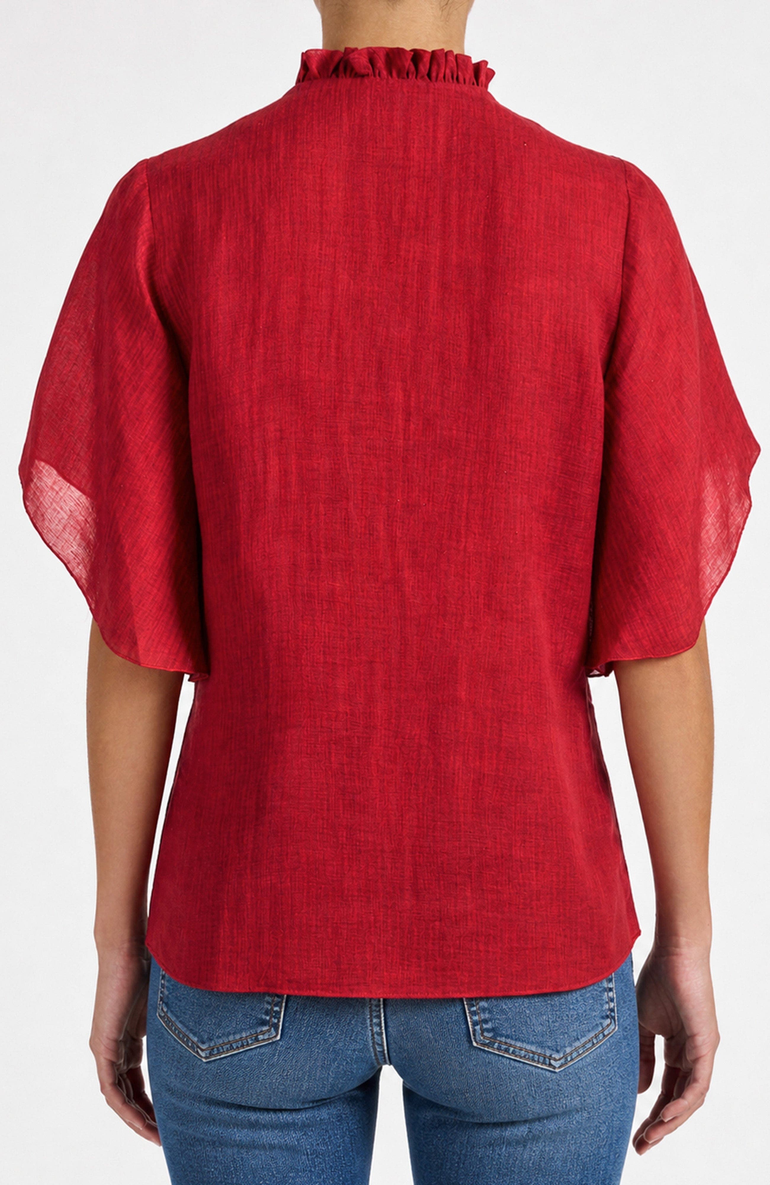 Guita Flutter Sleeve Blouse in Floral Linen Blend - image 2