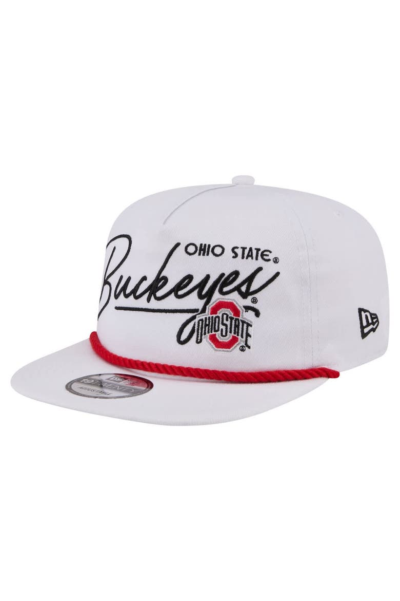 Men's New Era  White Ohio State Buckeyes Team Rope 19TWENTY Adjustable Hat, Alternate, color, White
