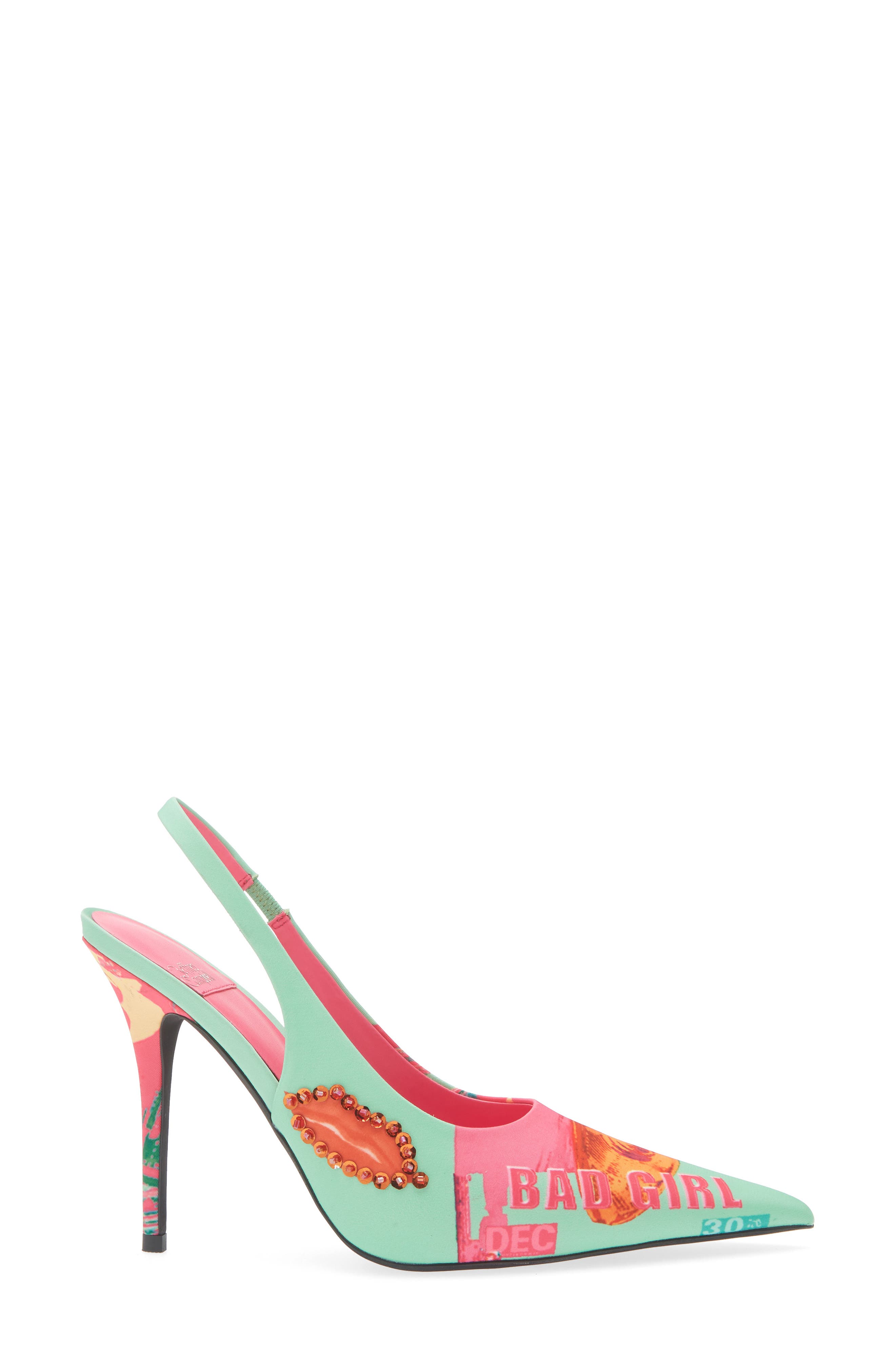 Jeffrey Campbell Surpass Slingback Pointed Toe Pump, Alternate, color, Green Bad Girl Combo