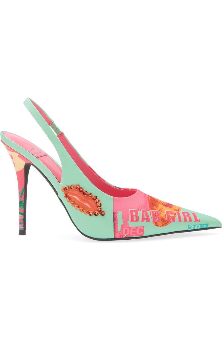 Jeffrey Campbell Surpass Slingback Pointed Toe Pump, Alternate, color, Green Bad Girl Combo