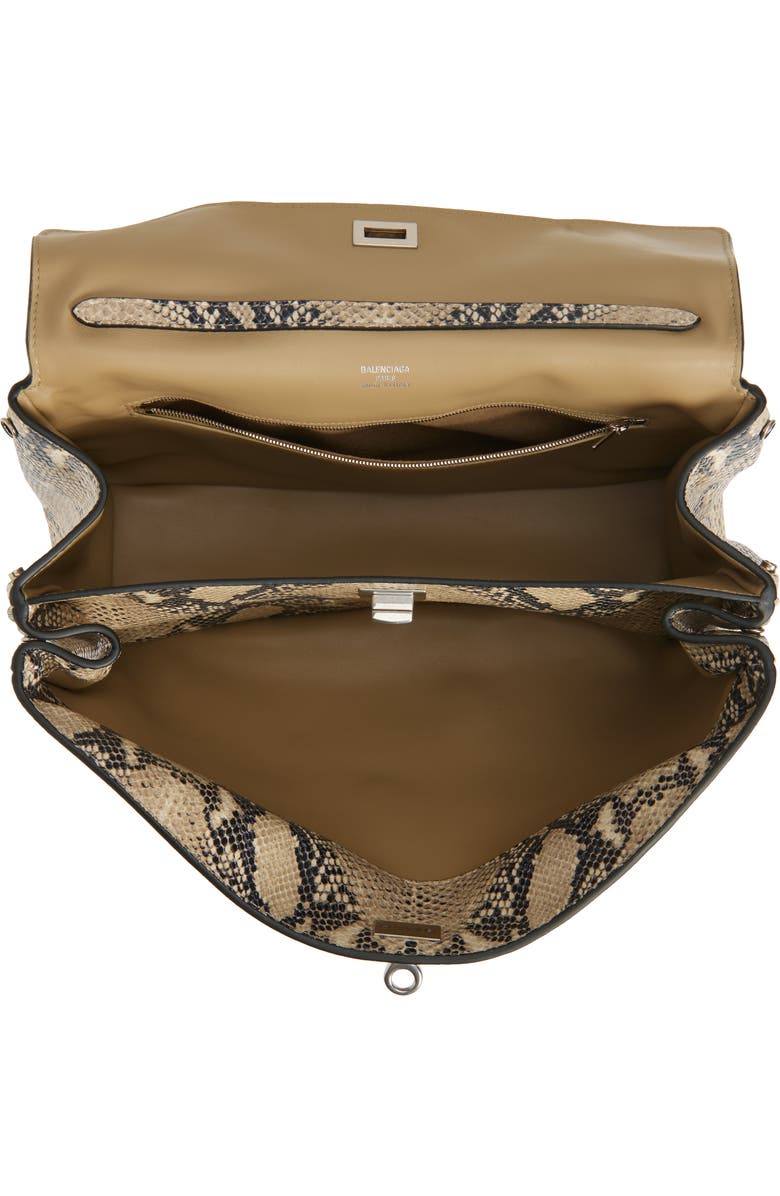 Balenciaga Medium Rodeo Python Print Leather Top Handle Bag, Alternate, color, Natural