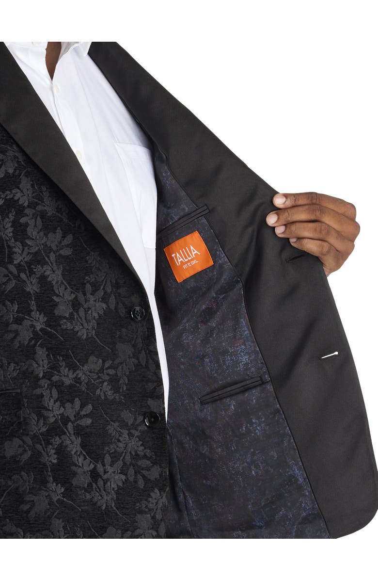 Tallia Big & Tall Velvet Floral Sport Coat, Alternate, color, Black