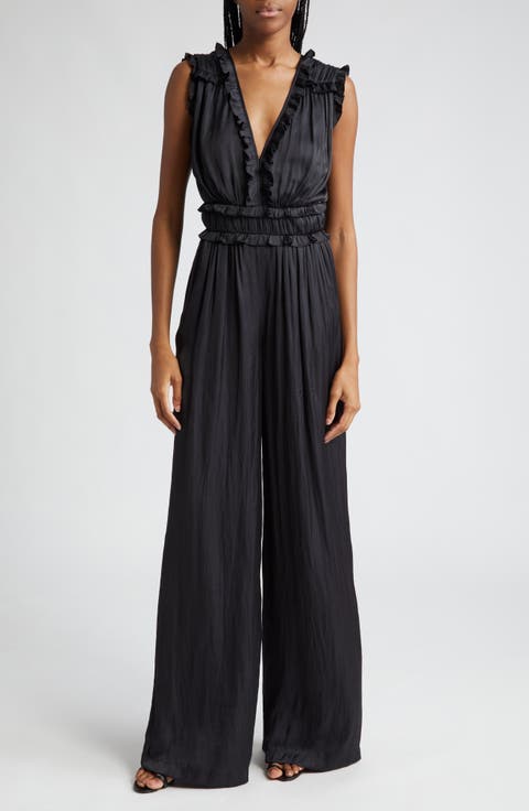 Katelyn Ruffle Satin Jumpsuit