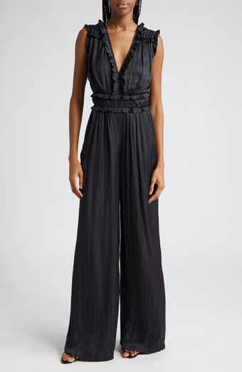 Ramy Brook Katelyn Ruffle Satin Jumpsuit
