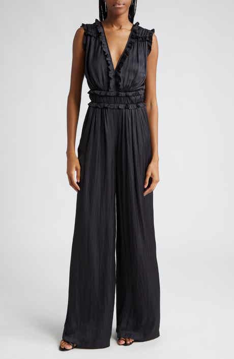 Ramy Brook Katelyn Ruffle Satin Jumpsuit