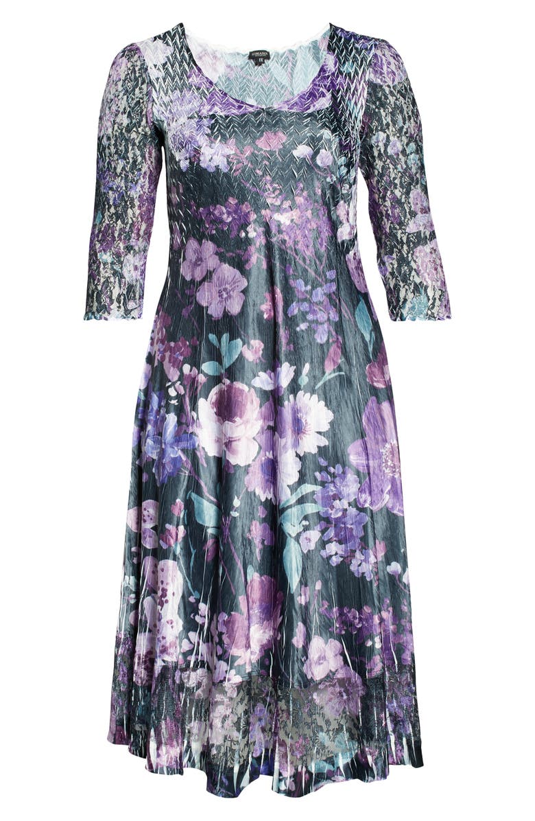 Komarov Floral Satin Charmeuse Dress, Alternate, color, 