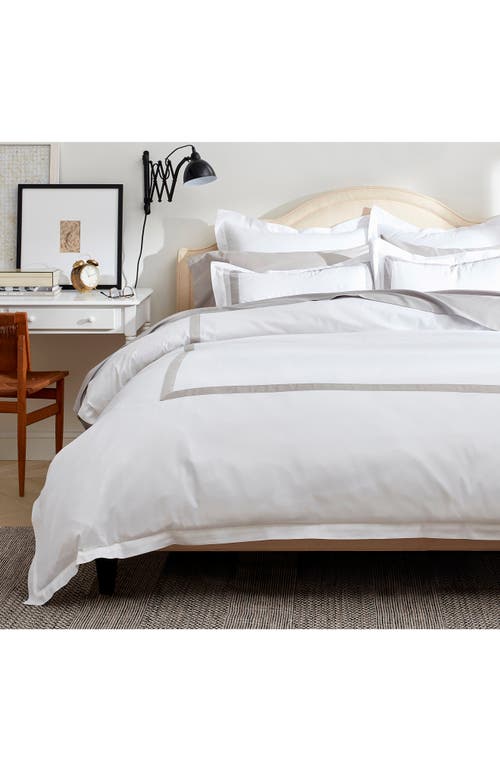 Boll & Branch Signature Hemmed Duvet Set In White/pewter
