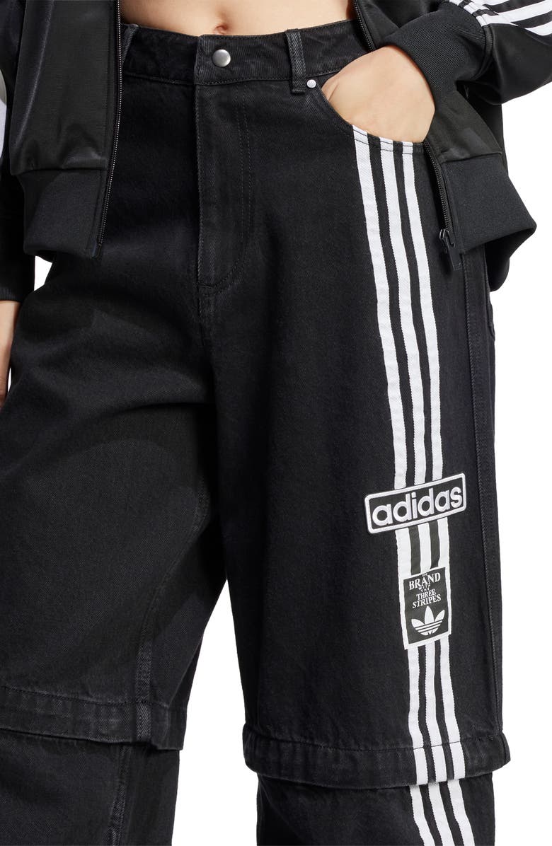 adidas Originals 3-Stripes High Waist Convertible Jeans, Alternate, color, 