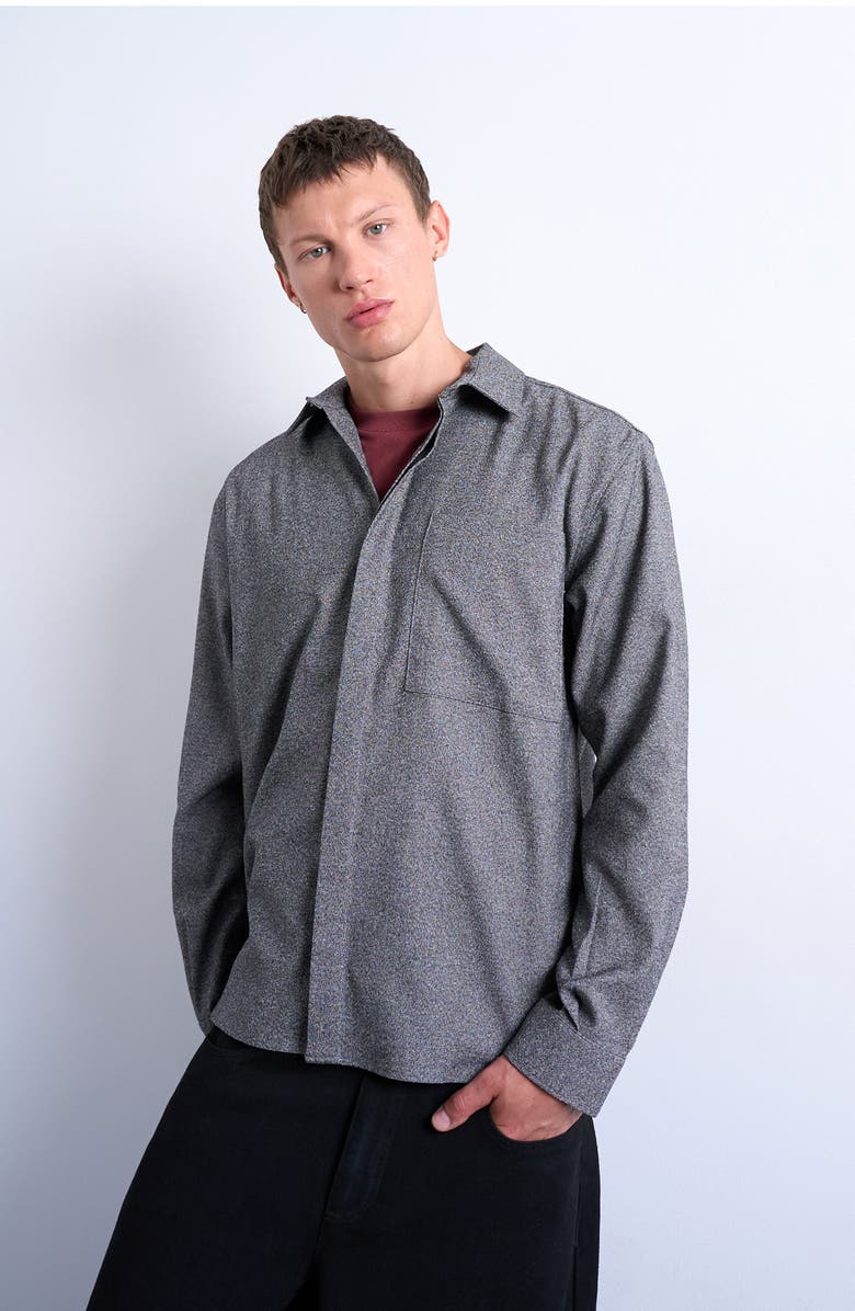 Topman Relaxed Fit Textured Button-Up Shirt, Alternate, color, Grey