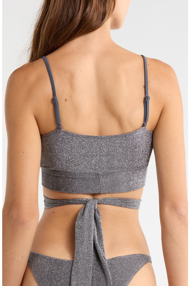Sydney Metallic Tie Front Bikini Top, Alternate, color, PAVEMENT