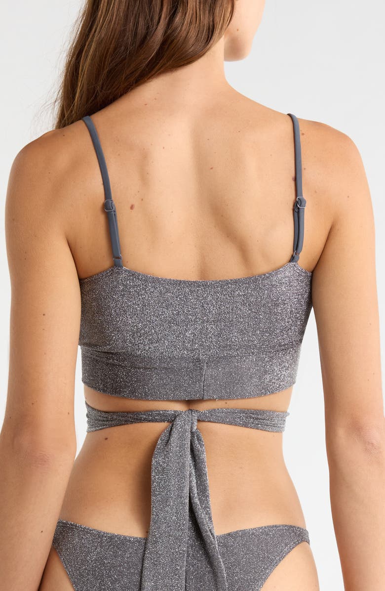 free-est by Free People Sydney Metallic Tie Front Bikini Top, Alternate, color, Pavement
