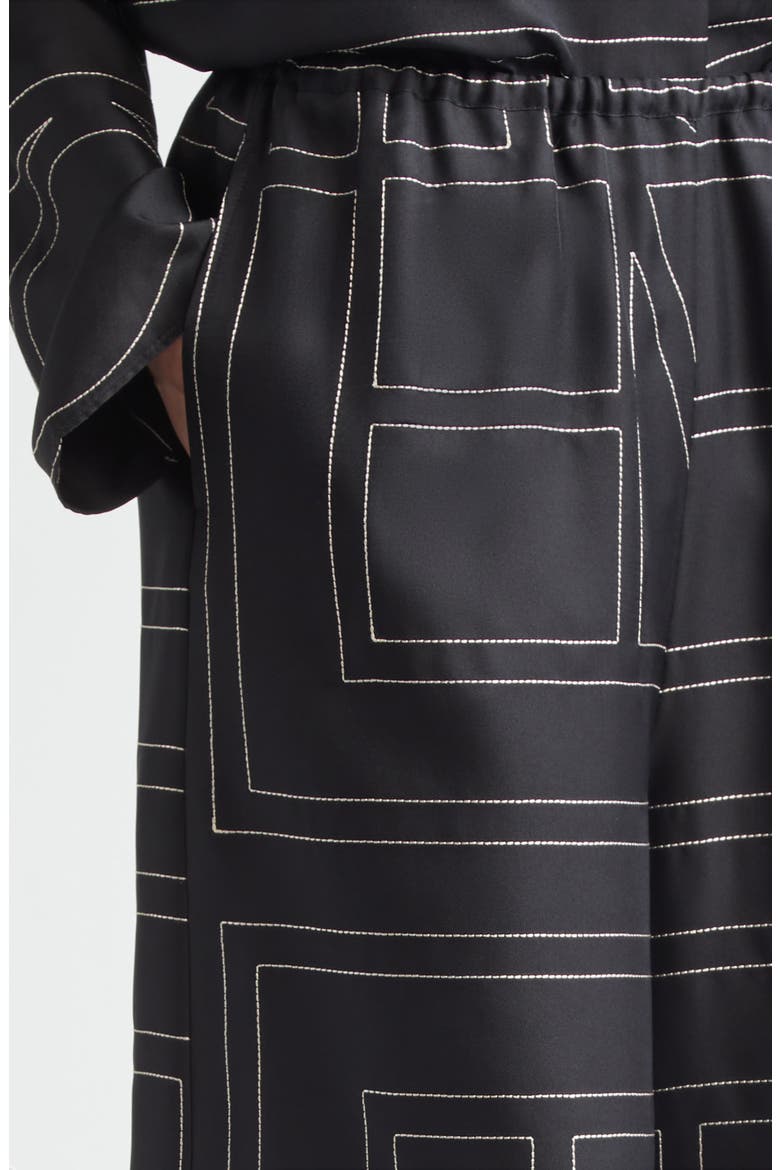 Monogram Organic Silk Pajama Culottes, Alternate, color, BLACK