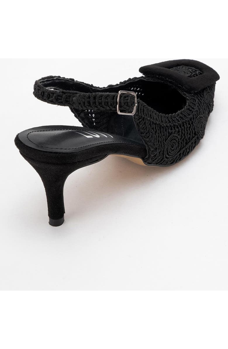 Prologue Shoes Ensley Knitted Buckled Pointed Toe Pump, Alternate, color, Black