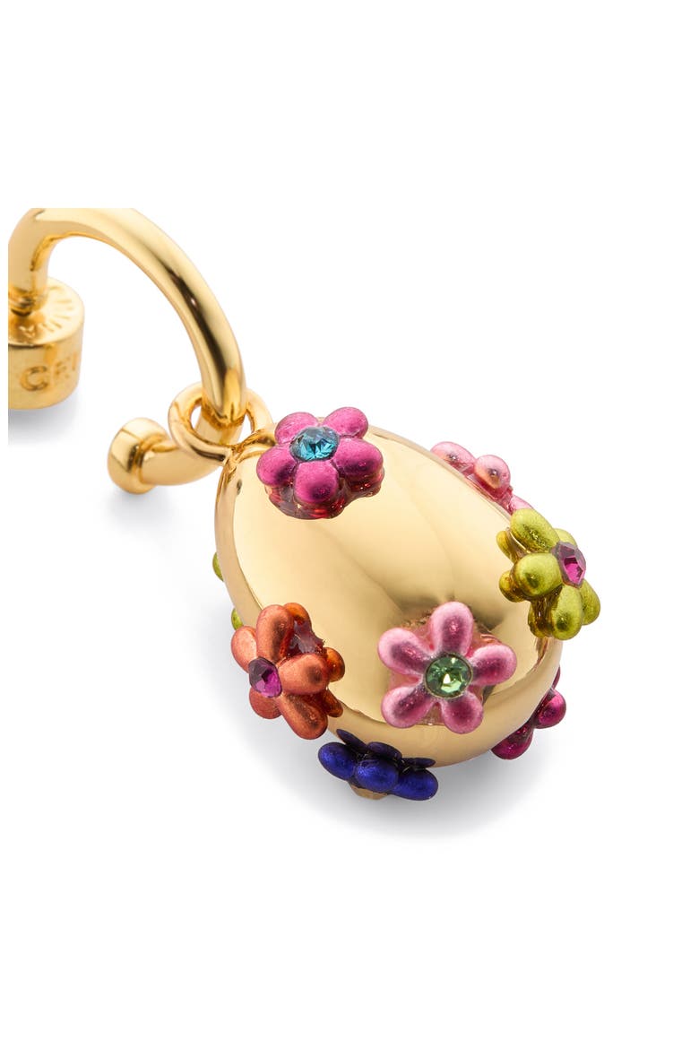 Floral Egg Drop Huggie Hoop Earrings, Alternate, color, MULTI