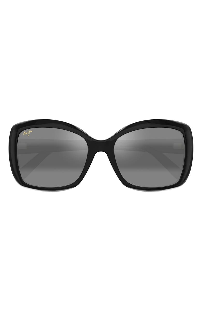 Maui Jim Orchid 57mm PolarizedPlus2<sup
®</sup
Square Sunglasses, Main, color, Black