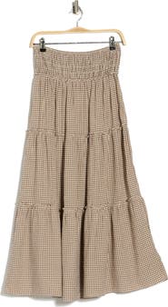 MAX STUDIO Gingham Tiered Skirt
