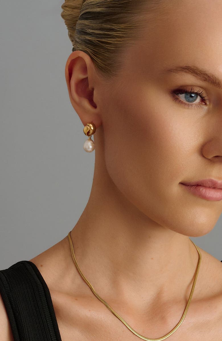 Nialaya Pearl Drop Earrings, Alternate, color, Gold