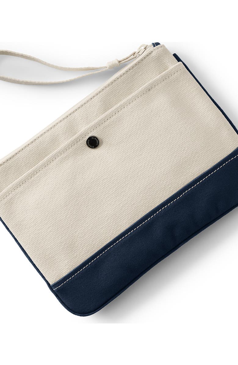 Lands' End Canvas Zipper Pouch, Alternate, color, Natural/Radiant Navy