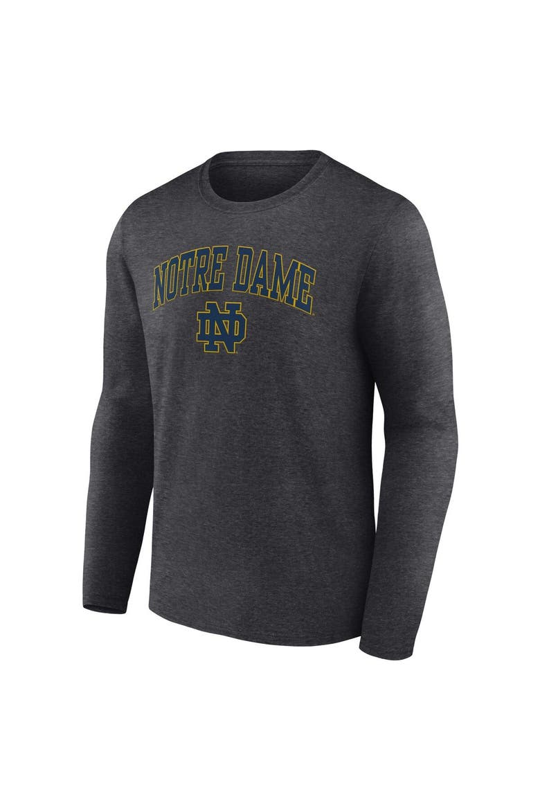 Men's Fanatics Branded Heather Charcoal Notre Dame Fighting Irish Campus Long Sleeve T-Shirt, Alternate, color, Heather Charcoal