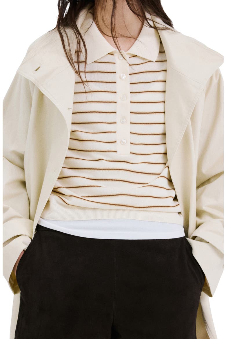 Short Sleeve Jersey Polo Sweater, Alternate, color, ECRU