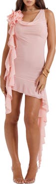 HOUSE OF CB Charla Asymmetric Ruffle Detail Mesh Minidress