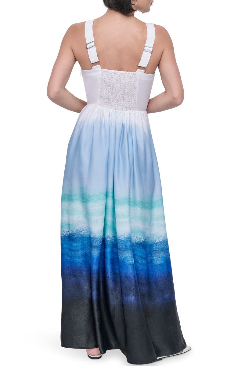 DKNY Ombré Print Satin Dress, Alternate, color, 