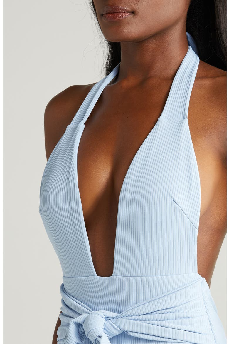 Tropez Rib Tie Waist One-Piece Swimsuit, Alternate, color, PERI RIB