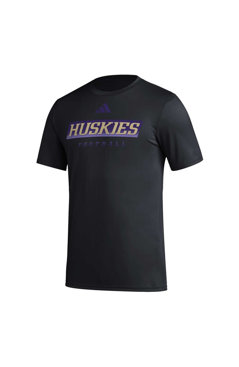 adidas Men's adidas Black Washington Huskies Football Practice AEROREADY Pregame T-Shirt, Alternate, color, Black