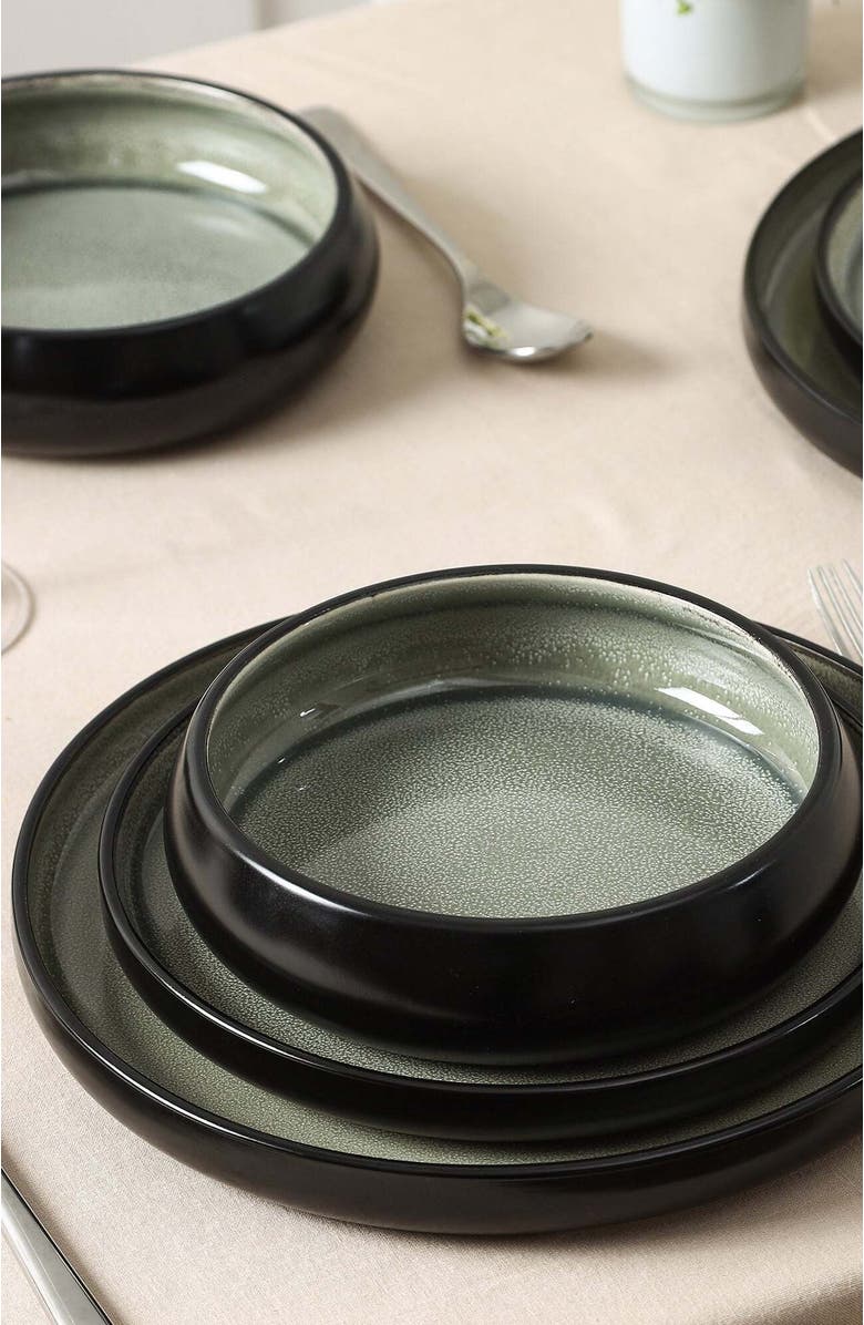 Stone Lain Lagoon Stoneware 24-Piece Dinnerware Set, Alternate, color, Green