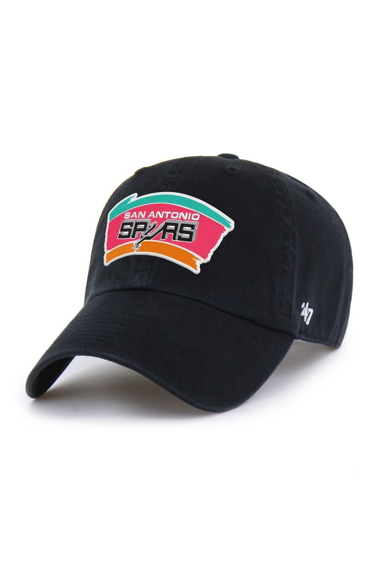 Men's '47 Black San Antonio Spurs Hardwood Classics Clean Up Adjustable Hat, Main, color, Black