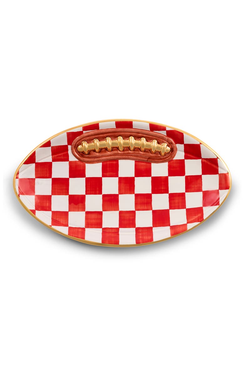 Football Ceramic Serving Platter, Alternate, color, RED