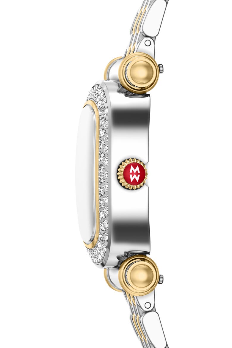 Mini Caber Isle Diamond & Mother-of-Pearl Two-Tone Bracelet Watch, 26mm x 28mm, Alternate, color, TWO TONE
