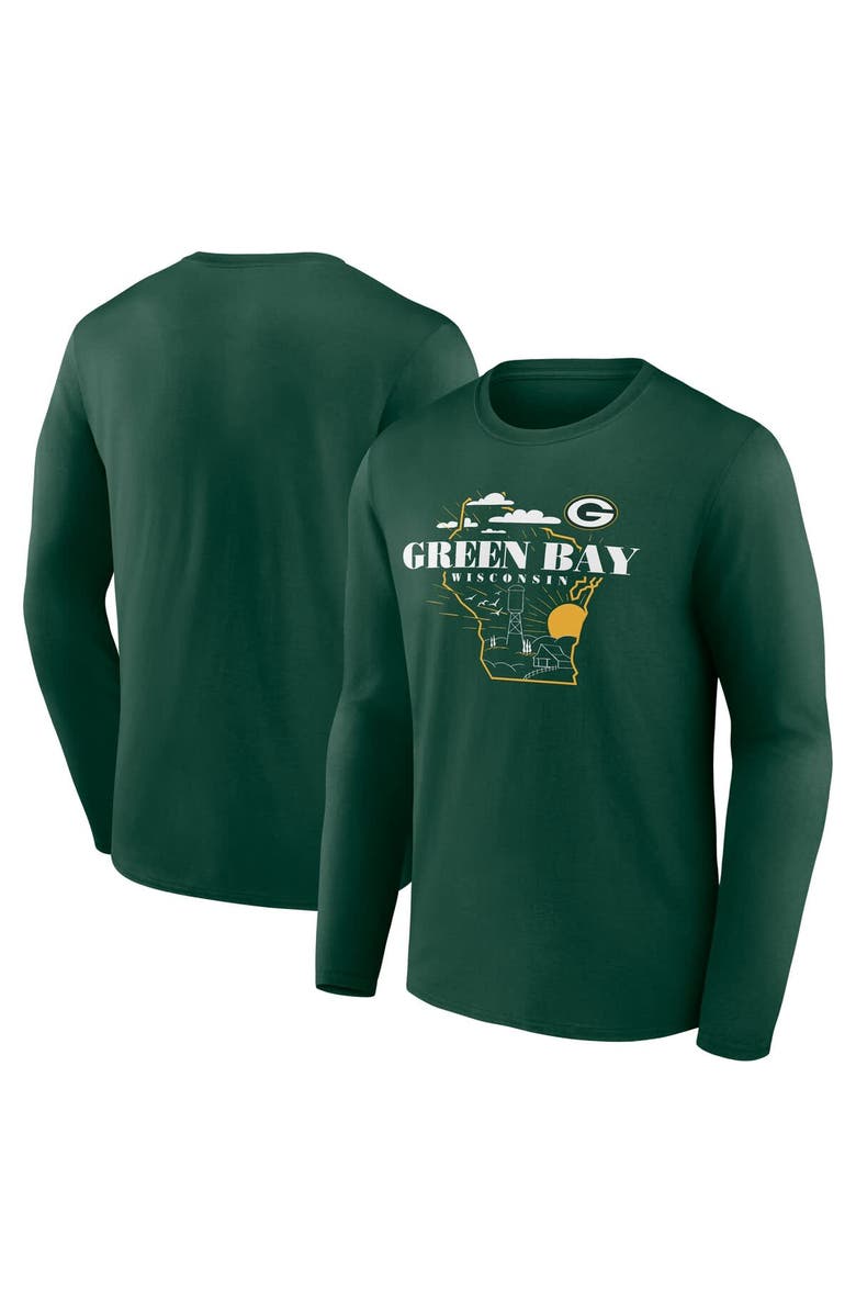 FANATICS Men's Fanatics Green Green Bay Packers Hometown Rushing Yards Long Sleeve T-Shirt, Main, color, 