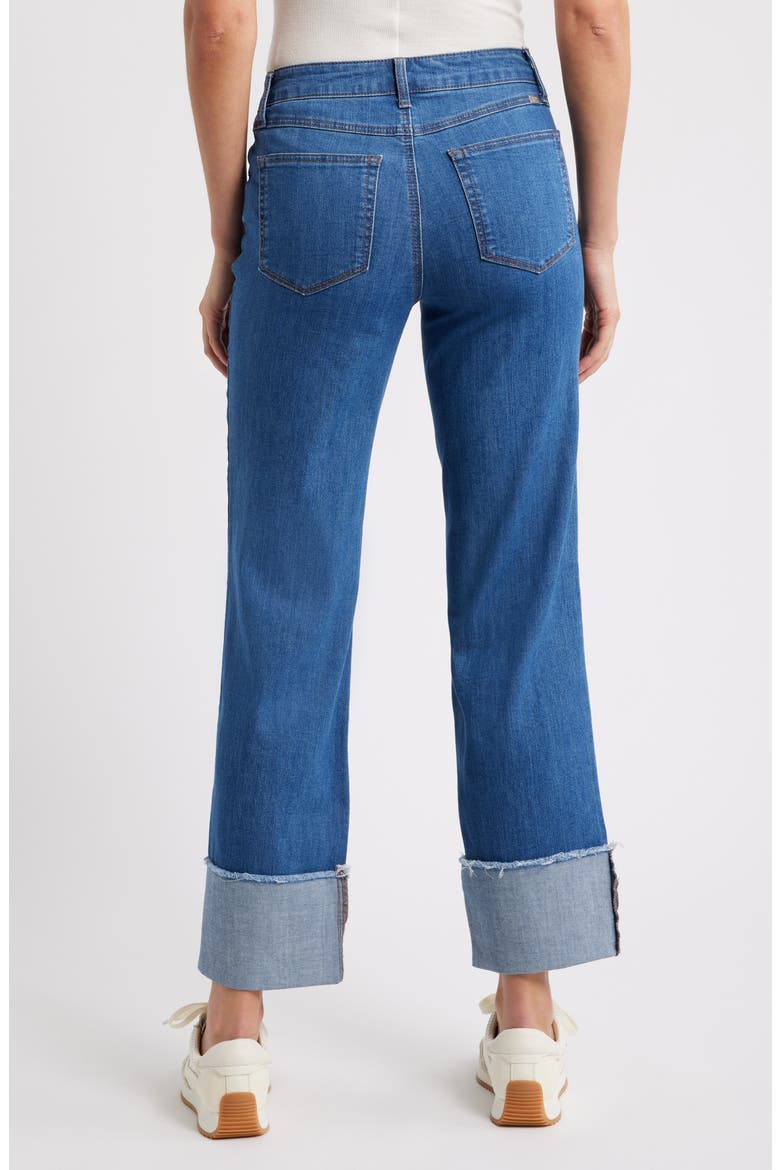 Cuffed Raw Hem Mid Rise Straight Leg Jeans, Alternate, color, SELMA