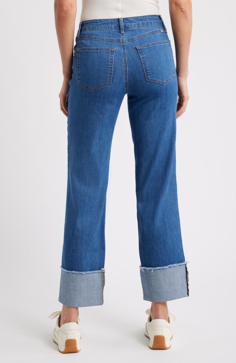 1822 Denim Cuffed Raw Hem Mid Rise Straight Leg Jeans, Alternate, color, Selma