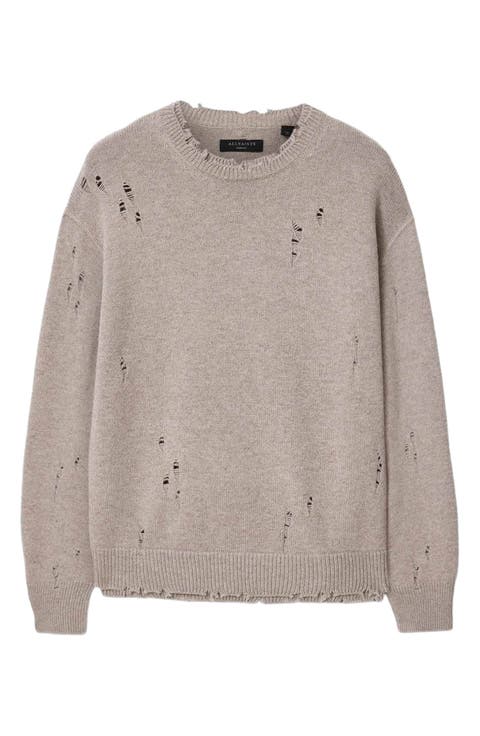 Wolf Crewneck Distressed Sweater