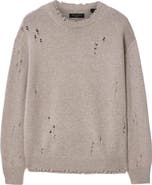 AllSaints Wolf Crewneck Distressed Sweater