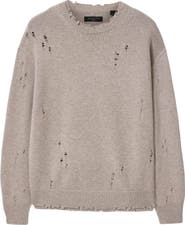 AllSaints Wolf Crewneck Distressed Sweater