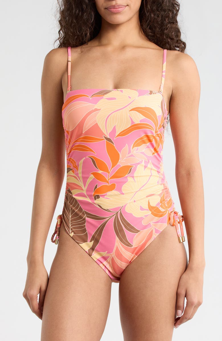 Sanctuary Banded Side Ruched One-Piece Swimsuit, Alternate, color, Multi