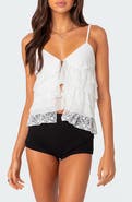 EDIKTED Lacy Split Front Ruffle Camisole