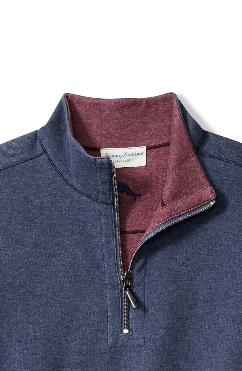 Tommy Bahama Flipview Reversible Half Zip Pullover, Alternate, color, Dark Cobalt Heather