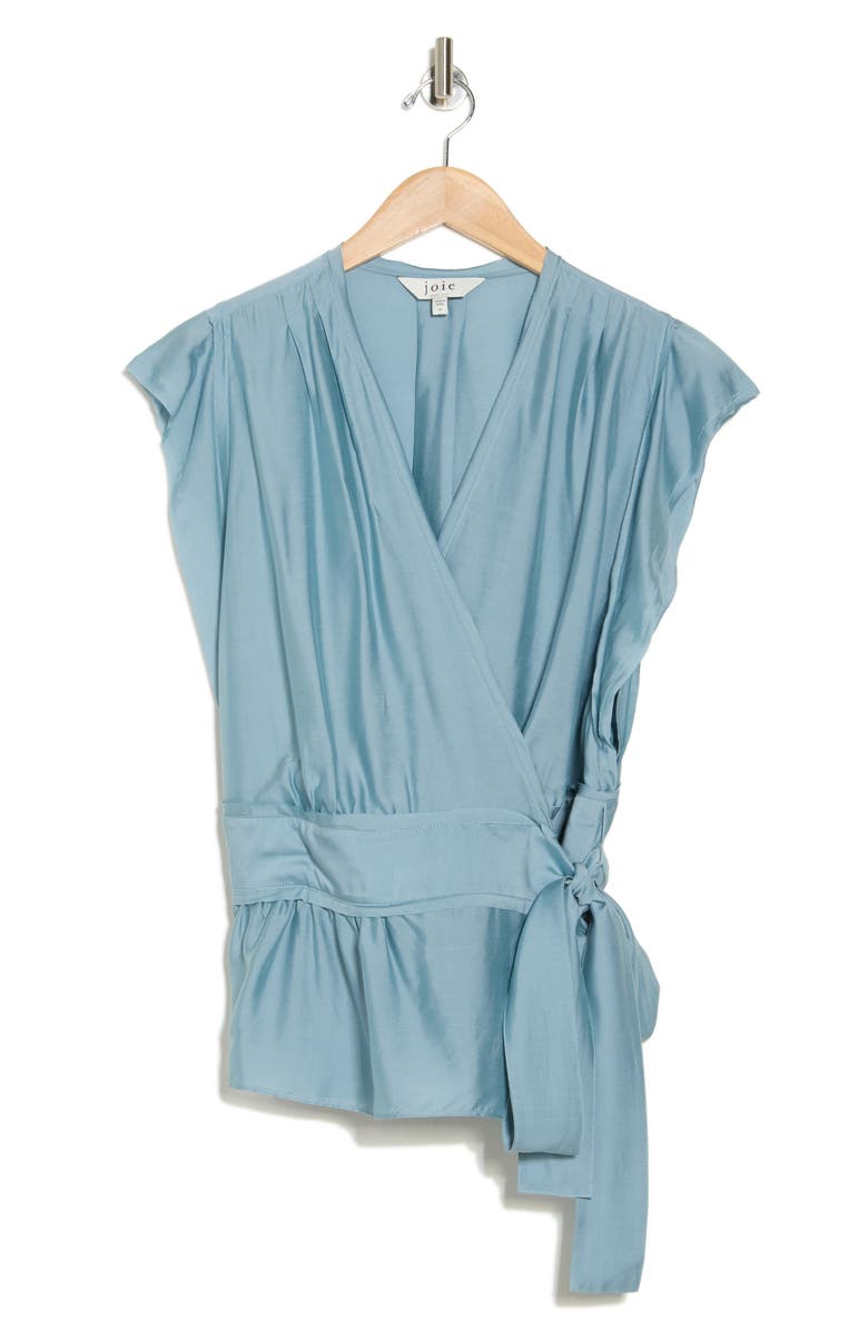 Joie Ashlene Cap Sleeve Wrap Top, Alternate, color, Citadel