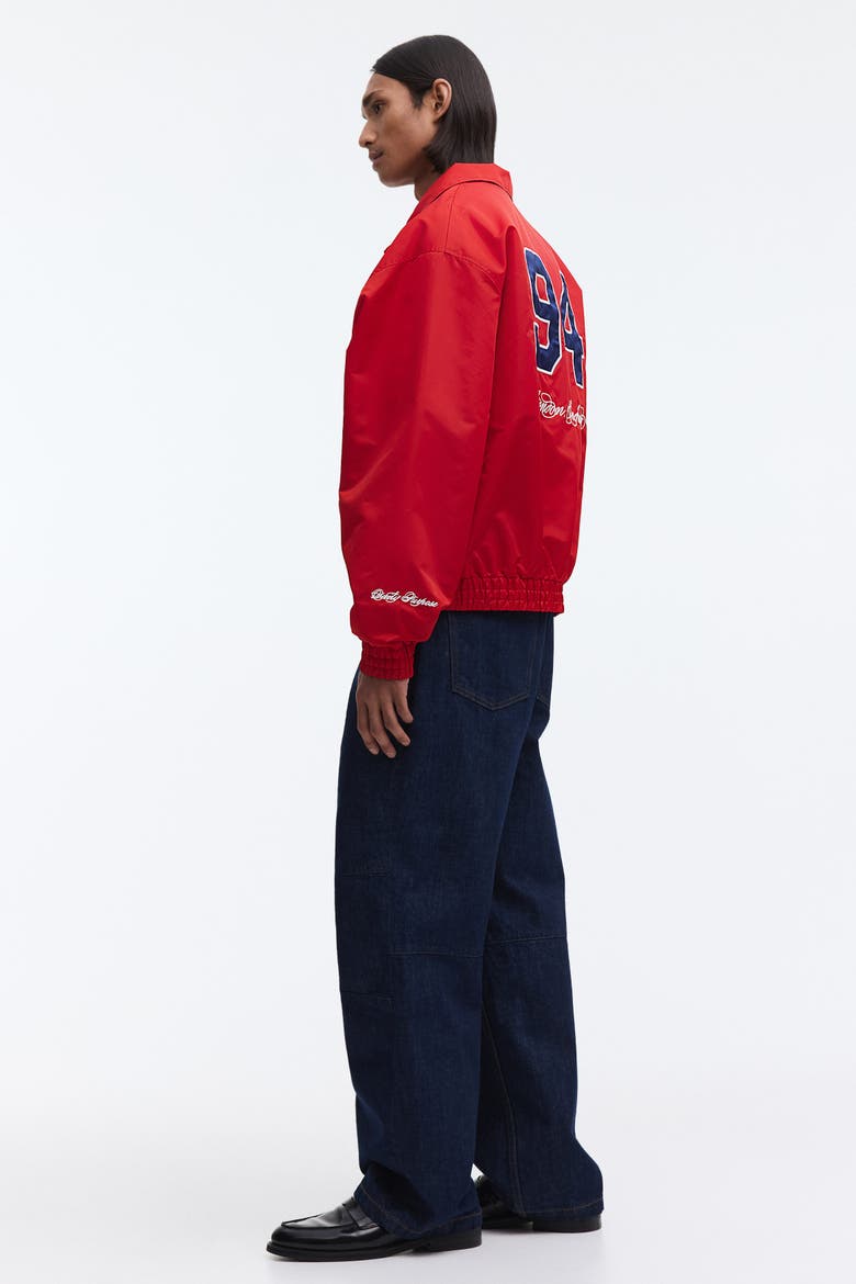 Loose Fit Embroidered-motif Nylon Track Jacket, Alternate, color, Red/Sports Archives