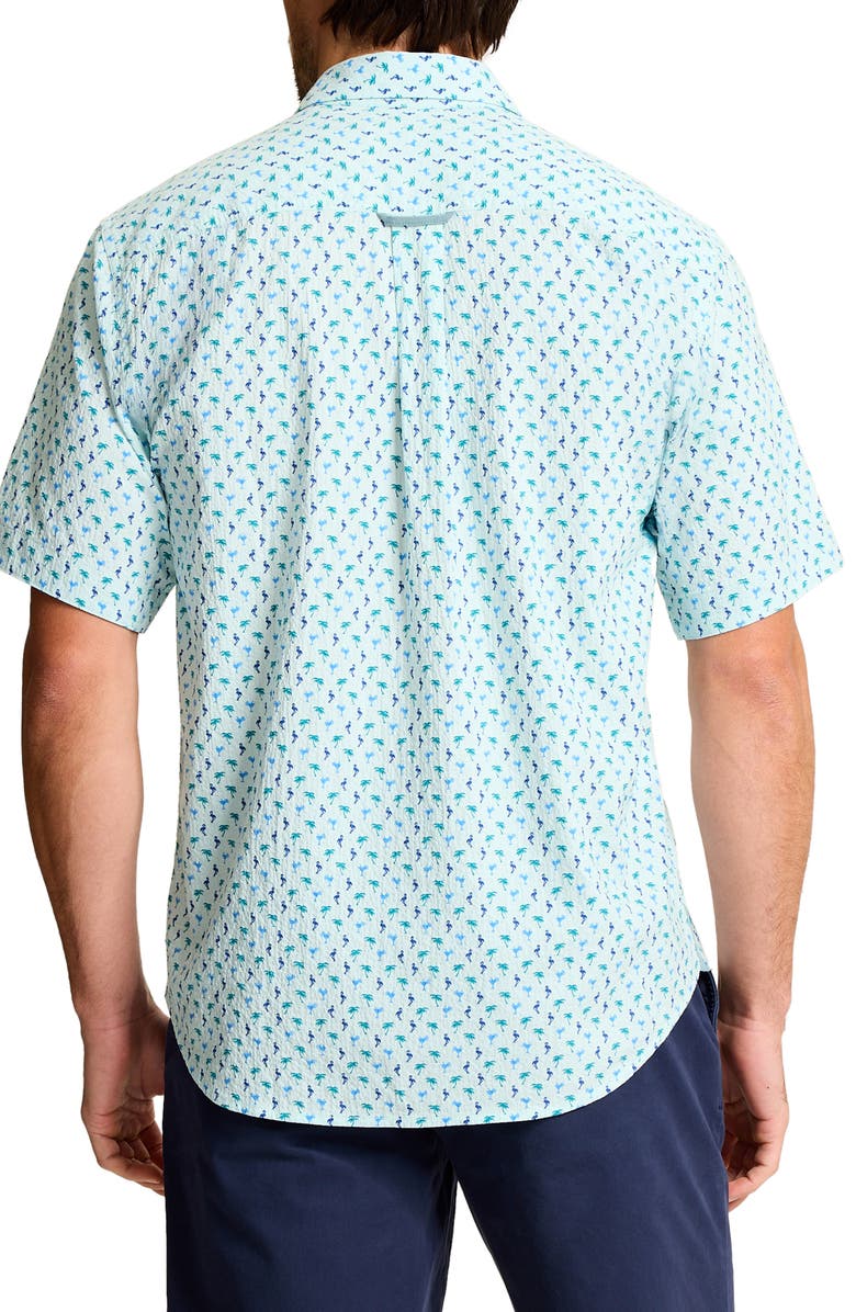 Tommy Bahama Nova Wave Flock It to You Short Sleeve Seersucker Button-Up Shirt, Alternate, color, Scandia Blue