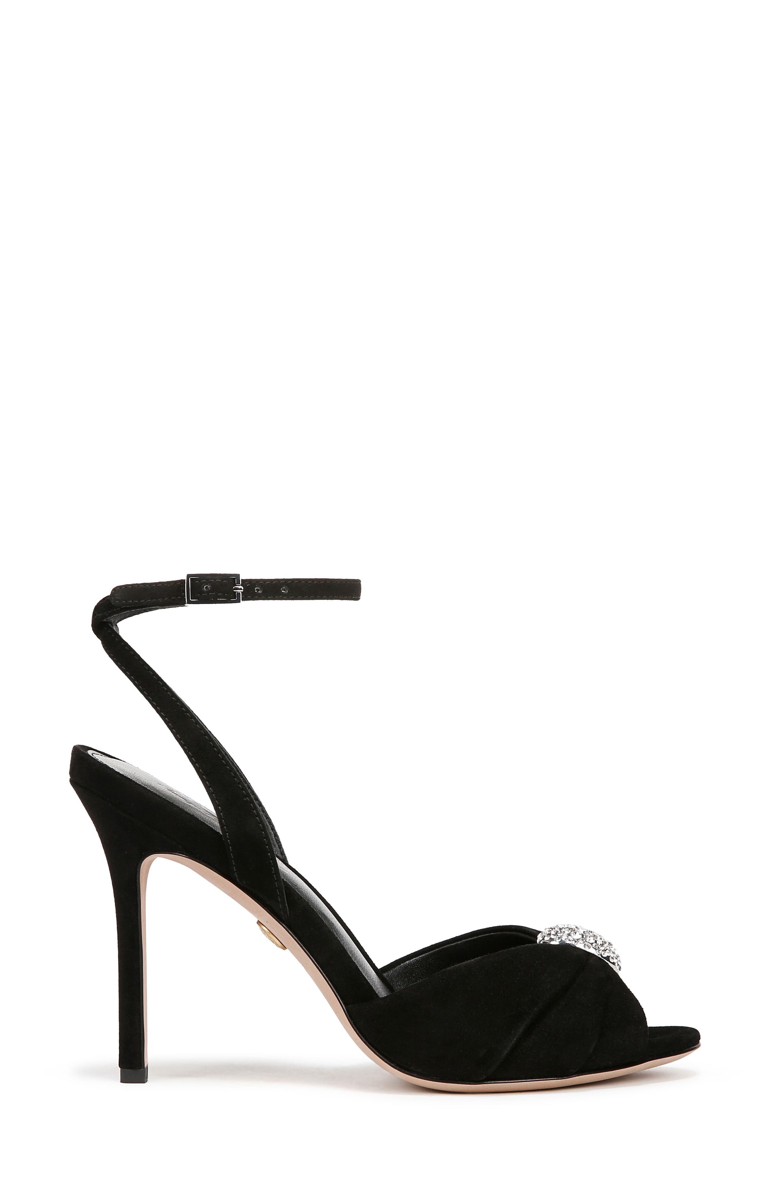 Veronica Beard Genevieve Ankle Strap Sandal, Alternate, color, Black/ Crystal