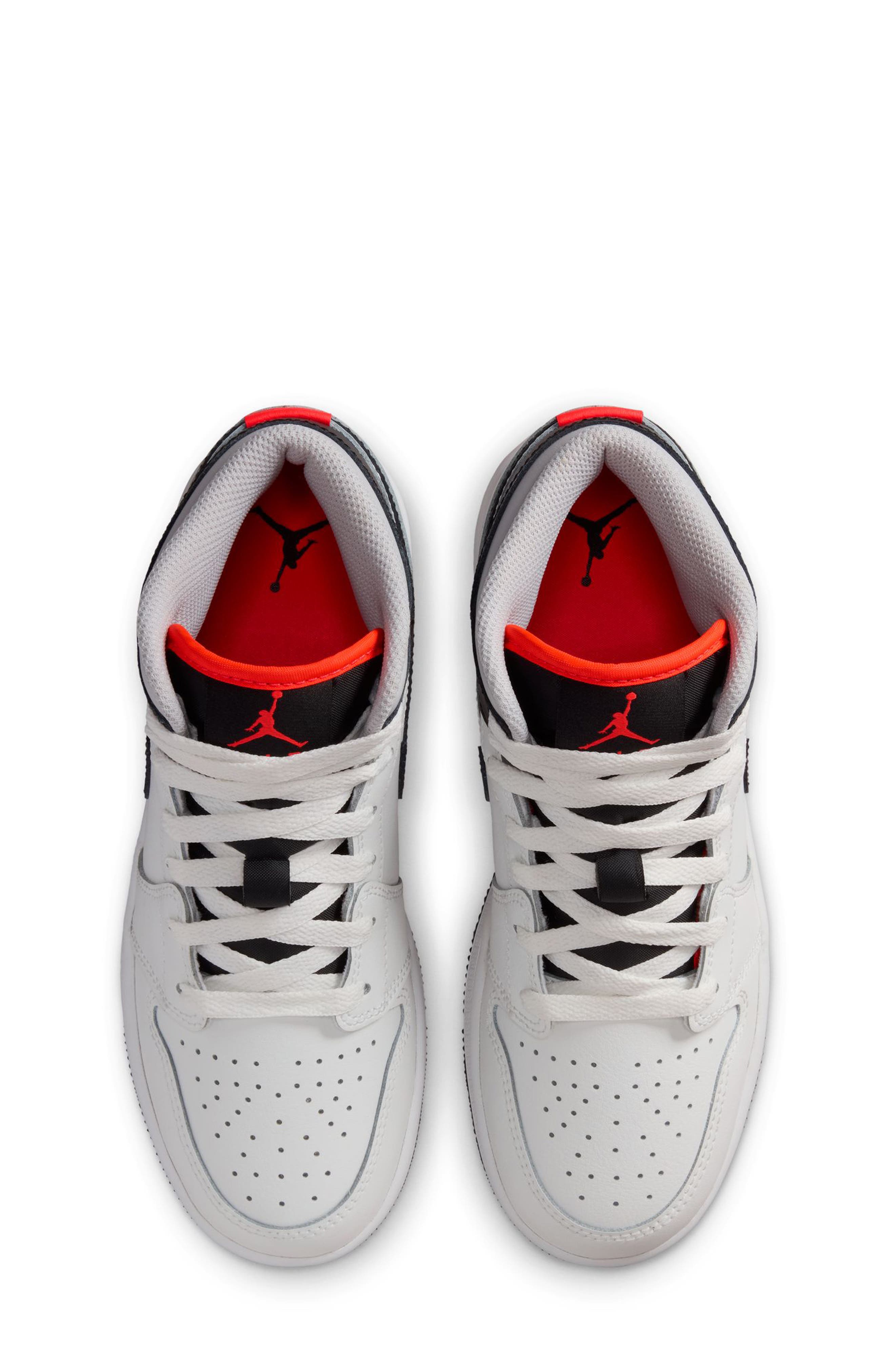Jordan Kids' Air Jordan 1 Mid Sneaker, Alternate, color, Summit White/ Black/ Infrared