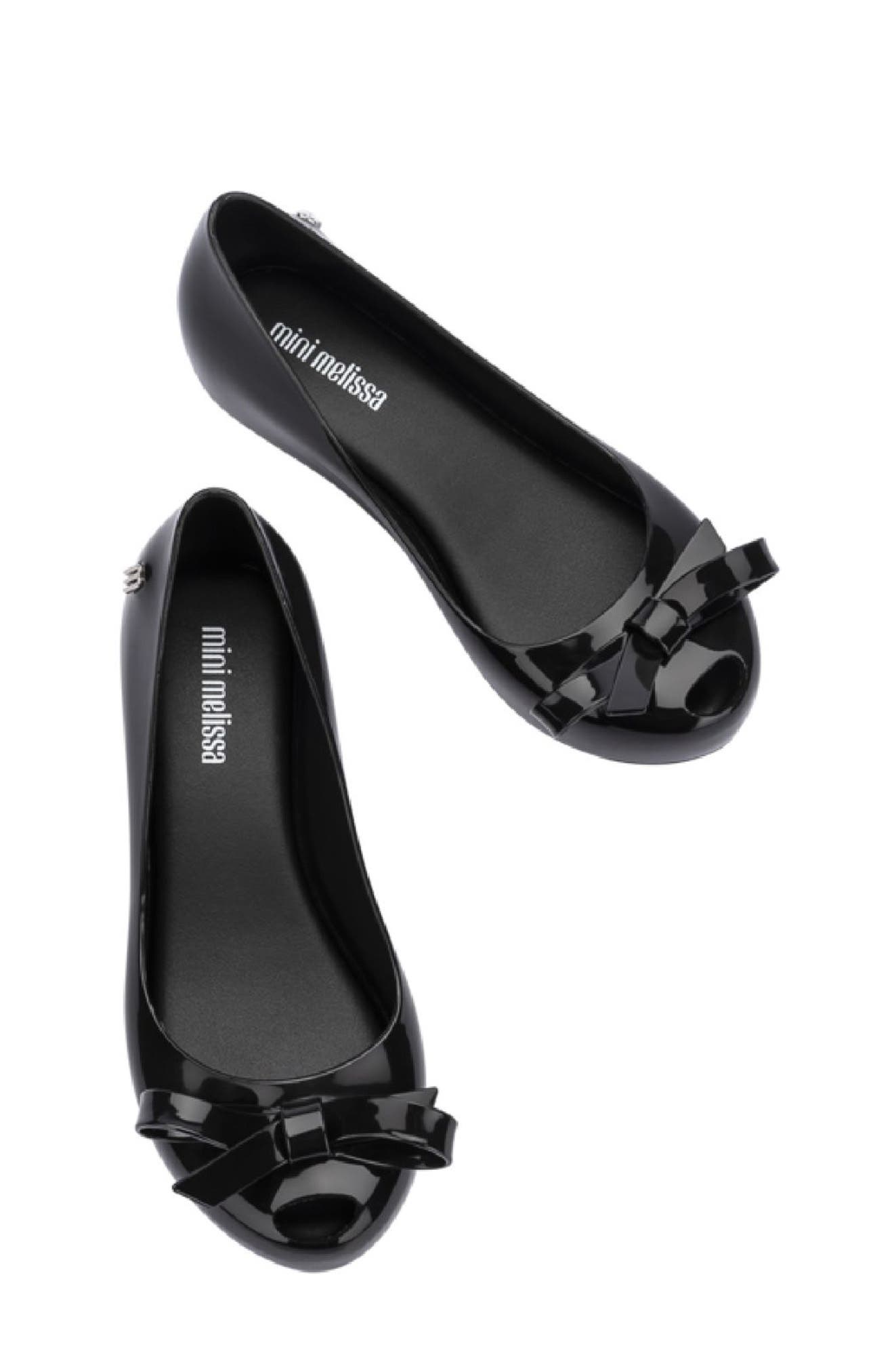 Mini Melissa Kids' Ultragirl Bow Flat, Alternate, color, Black