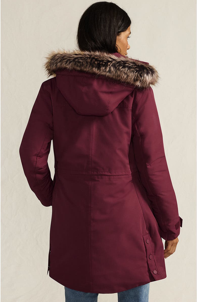 Lands' End Expedition Waterproof Down Winter Parka with Faux Fur Hood, Alternate, color, Burgundy Spritz